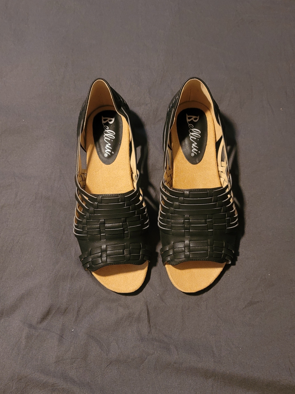 Bellini Black Woven Open-Toe Sandals
